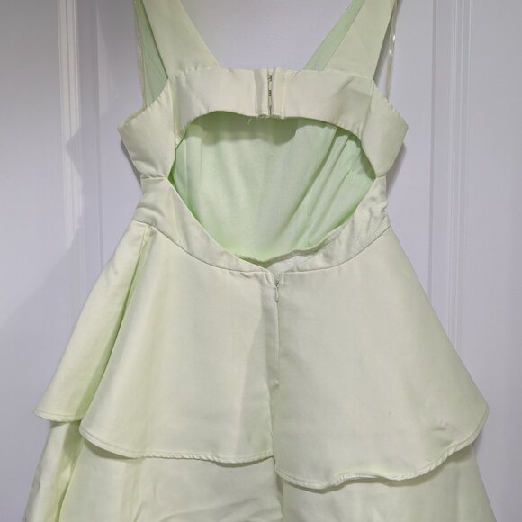 Unique Retro, Vintage Pale Lime Layered Mini Dress - Picture 2 of 3